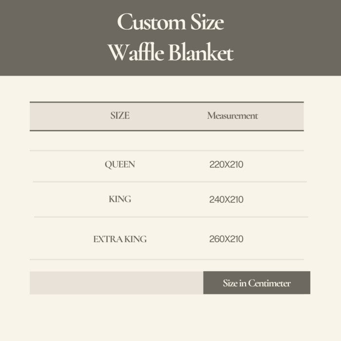 Custom Size Organic Cotton Waffle Blanket / Selimut - 100% Egyptian ELS Cotton