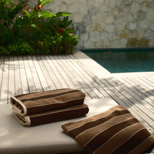 Madeem 85 x 170 cm Pool Towel 600 GSM ELS Cotton Silverbased Antibacterial with Lurik Stripe Motif