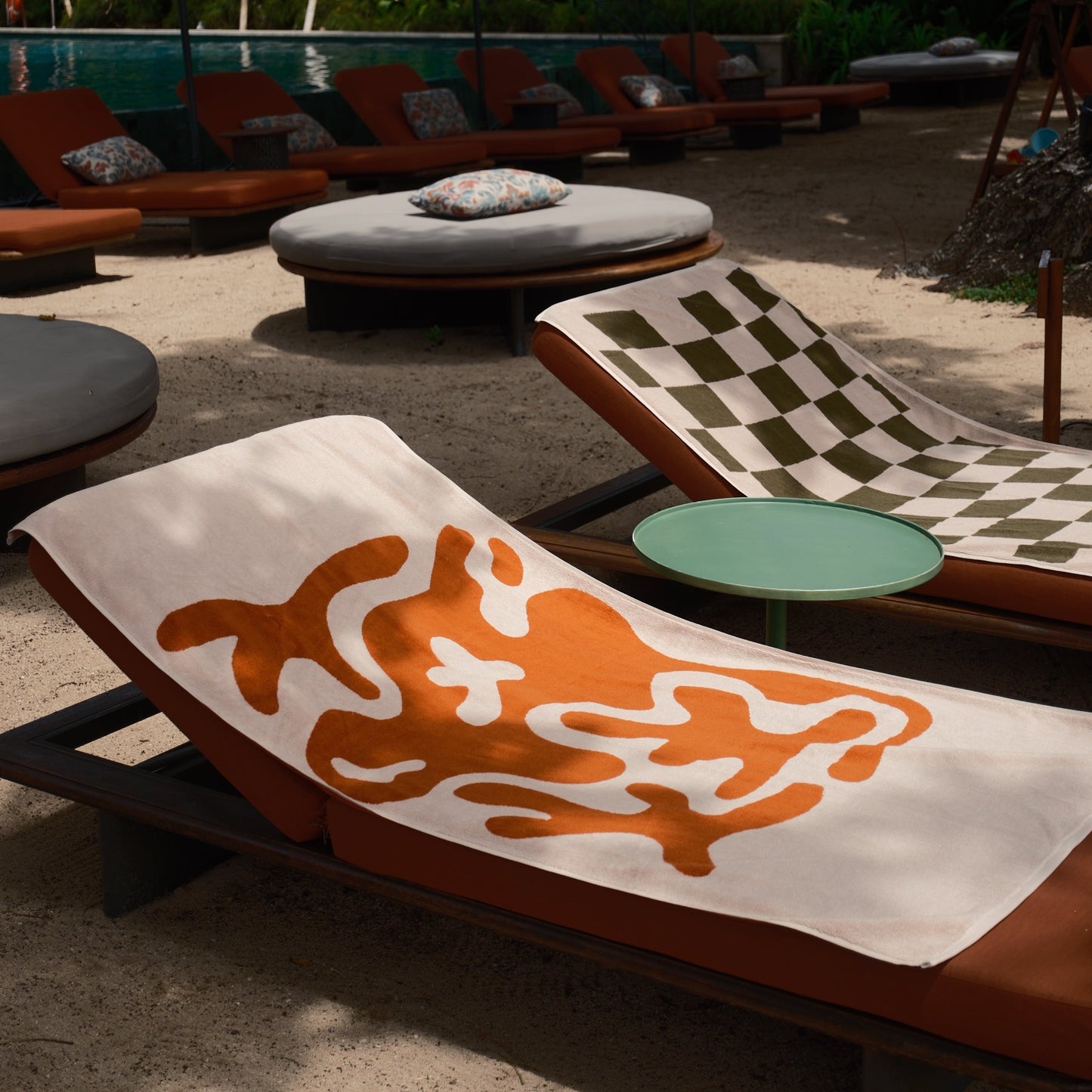 Madeem Pool Towel - 85 x 170 cm - 600 GSM ELS Cotton Silverbased Antibacterial with Coral Pattern