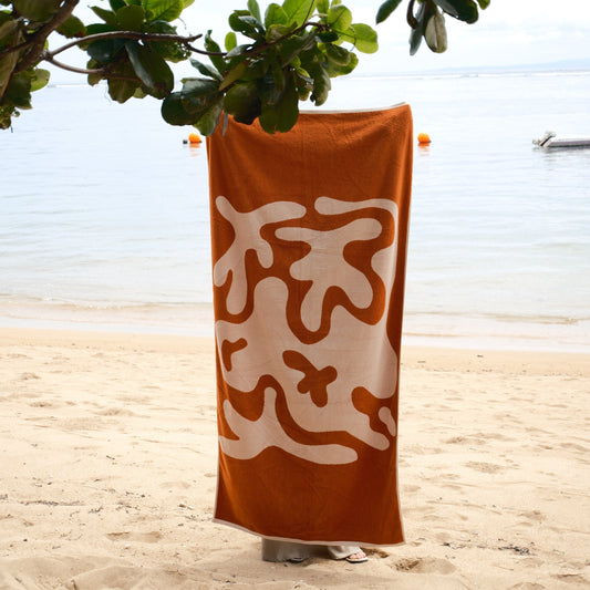 Madeem Pool Towel - 85 x 170 cm - 600 GSM ELS Cotton Silverbased Antibacterial with Coral Pattern