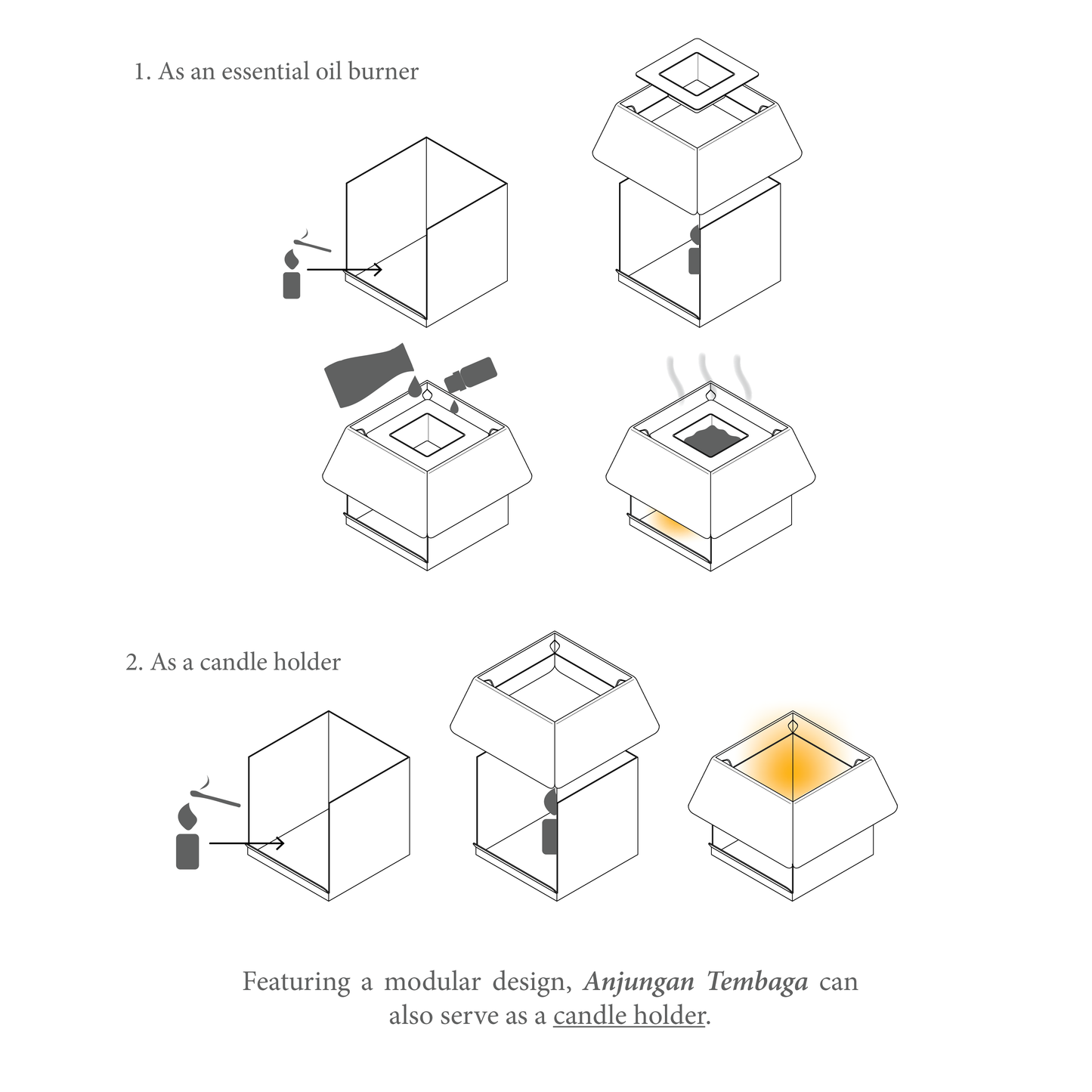 Anjungan Tembaga -  Essential Oil Burner & Candle Holder