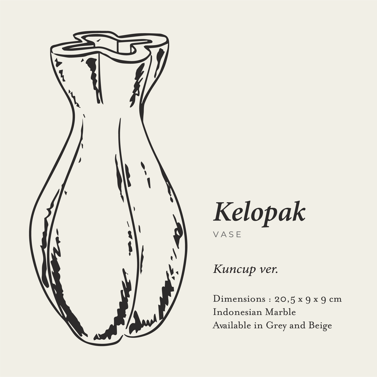 Kelopak Sculptural Marble Vase