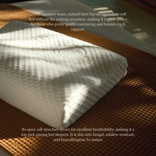 100% Natural Latex Pillow - Ergonomic Snoreless