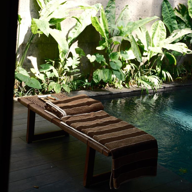 Madeem 85 x 170 cm Pool Towel 600 GSM ELS Cotton Silverbased Antibacterial with Lurik Stripe Motif