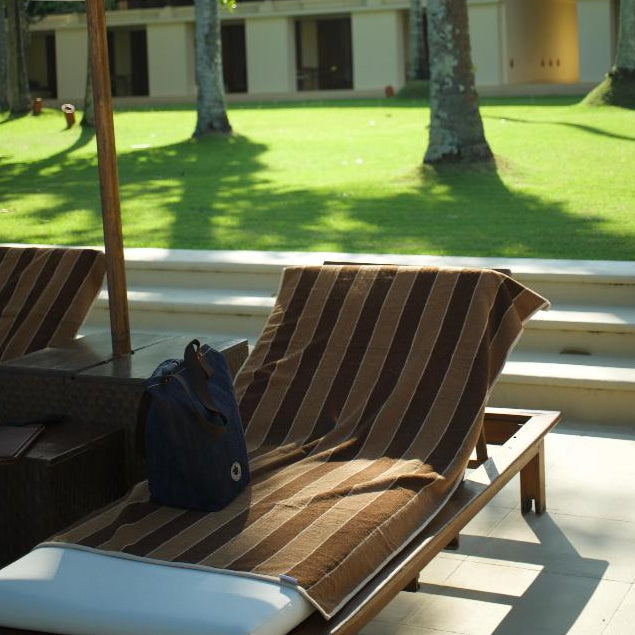 Madeem 85 x 170 cm Pool Towel 600 GSM ELS Cotton Silverbased Antibacterial with Lurik Stripe Motif